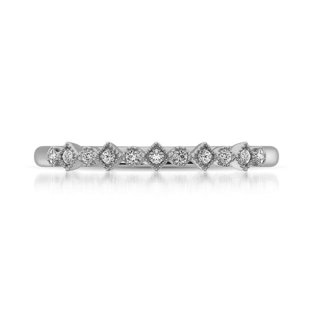14K White Gold 1/20 Ctw Diamond Stackable Band