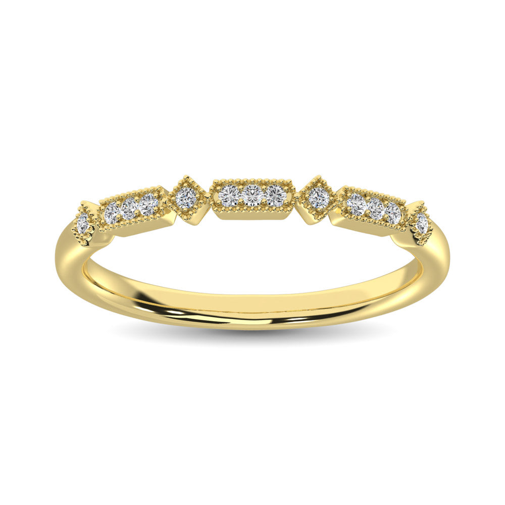 14K Yellow Gold 1/20 Ct.Tw.Diamond Stackable Band