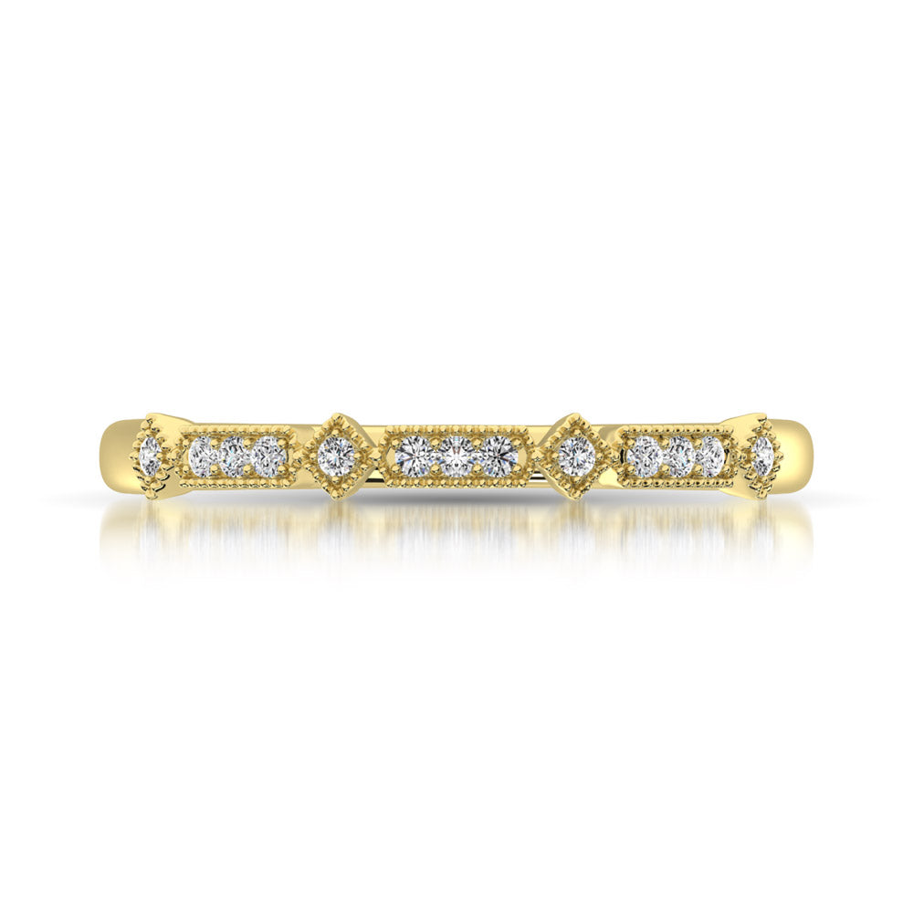 14K Yellow Gold 1/20 Ct.Tw.Diamond Stackable Band