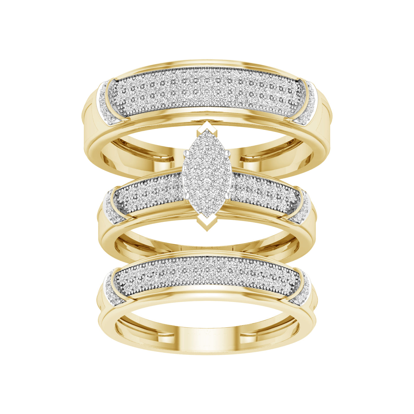 10K Yellow Gold Gorgeous 0.50Ct Diamond Trio Set