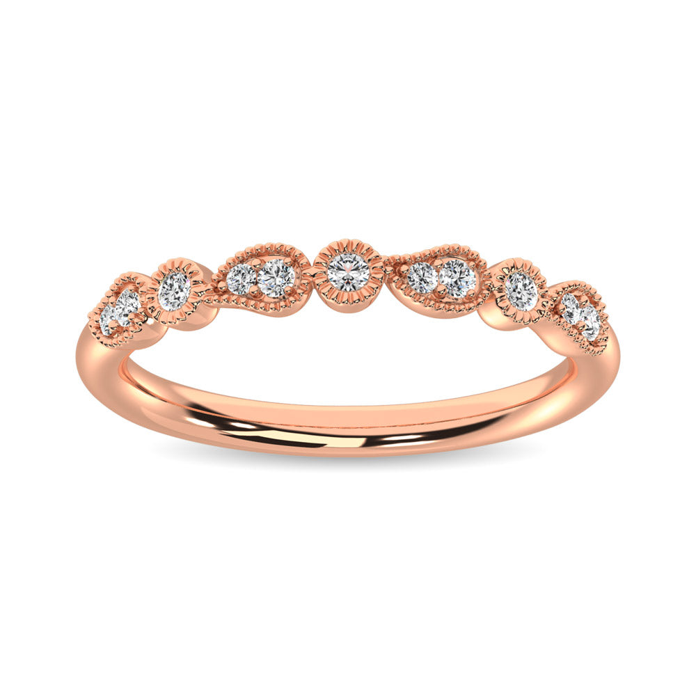 14K Rose Gold 1/10 Ctw Diamond Stackable Band
