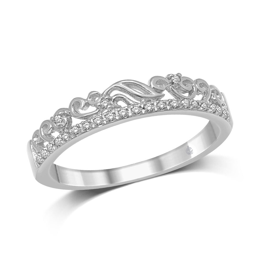 14K White Gold 1/20 Ct.Tw.Diamond Stackable Band