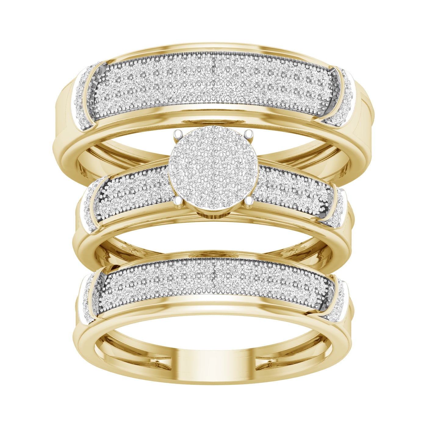 10K Yellow Gold Beautiful 0.50Ct Diamond Trio Set