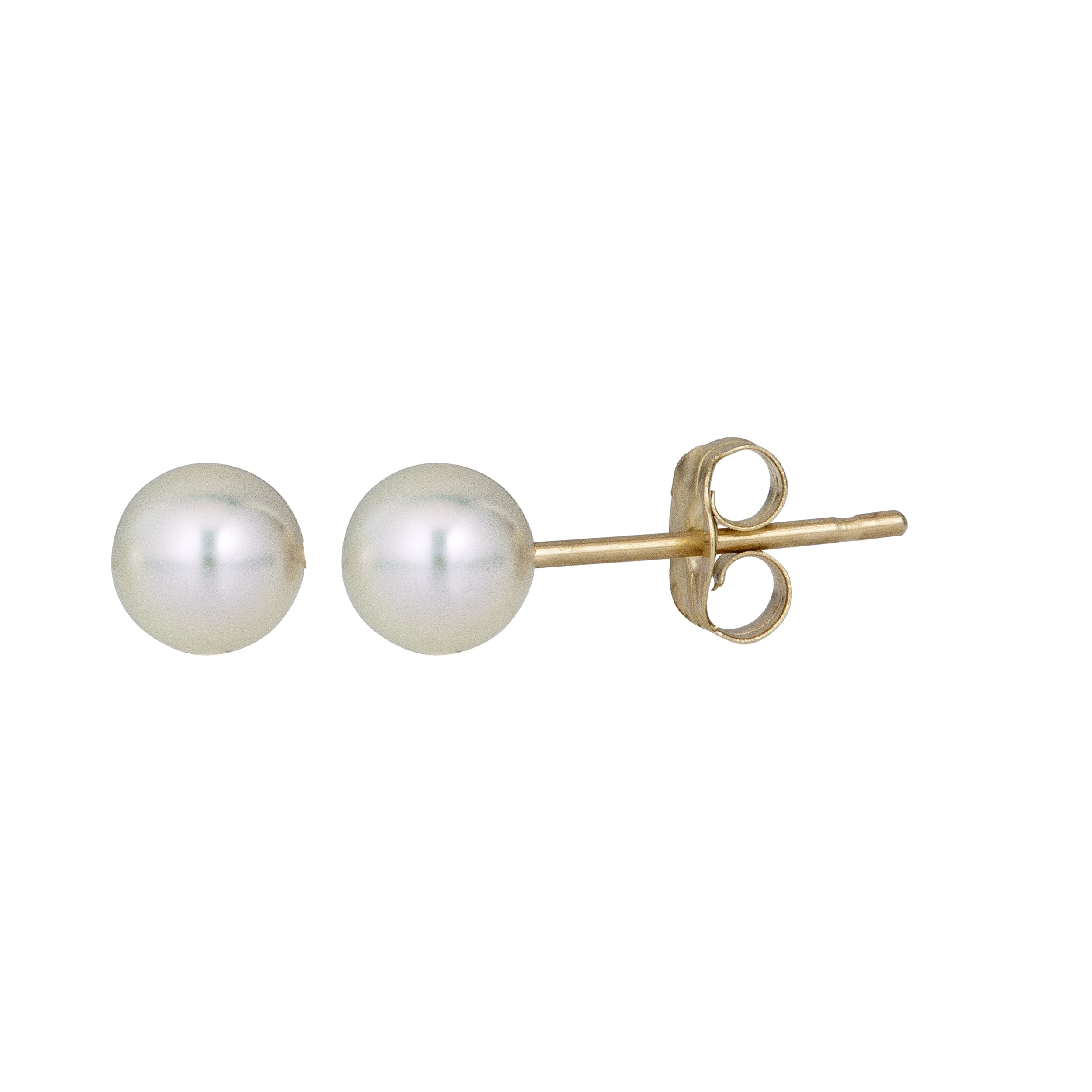 14K Yellow Gold 5MM Pearl Stud Earring