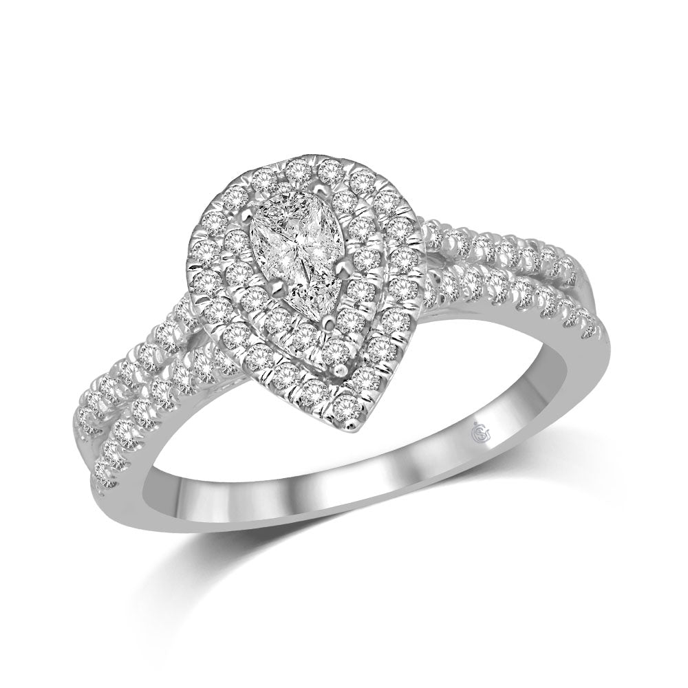 Lovecuts 14K White Gold 5/8 Ct.Tw.Diamond Engagement Ring