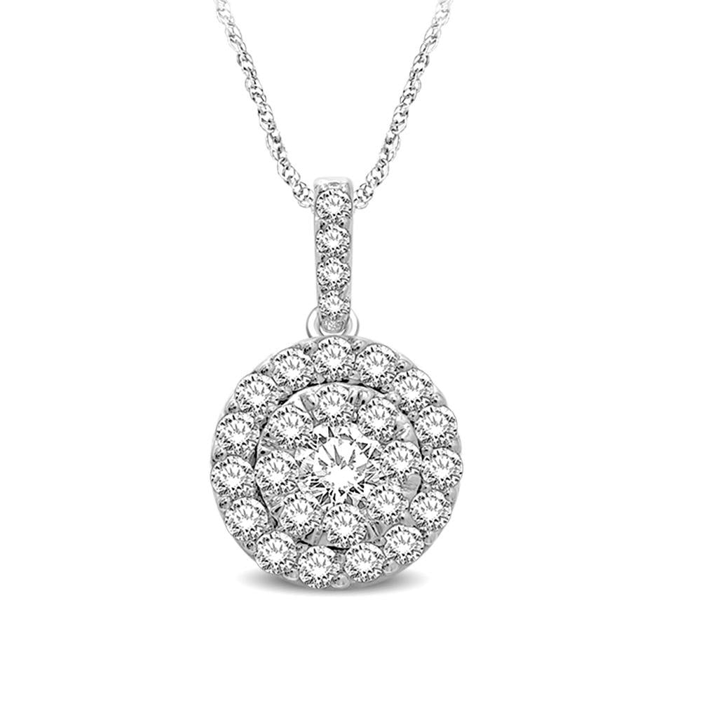 14K White Gold 1 Ctw Diamond Fashion Pendant