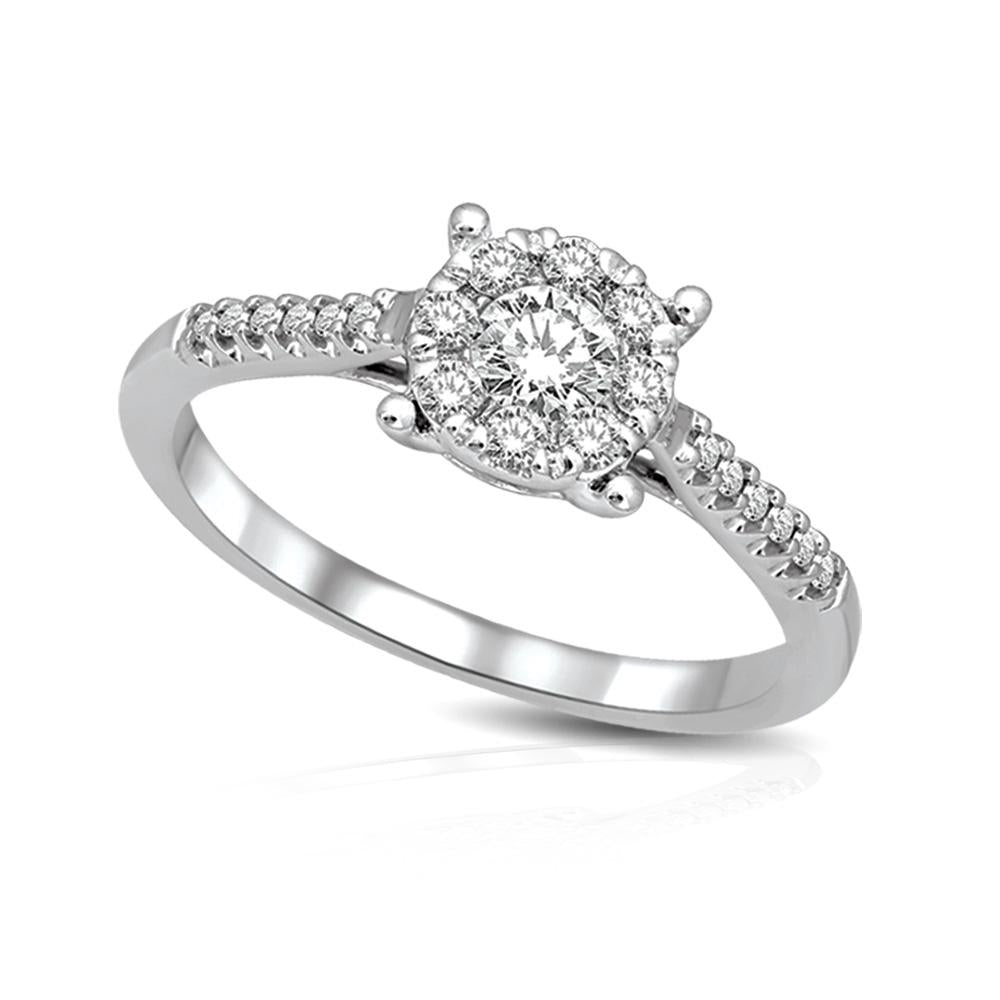 14K White Gold 1 Ctw Diamond Fashion Ring