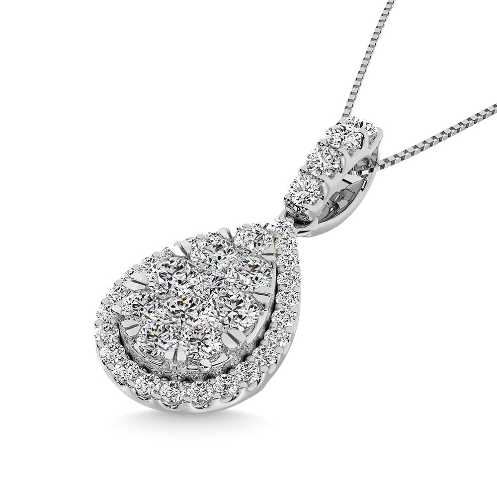 14K White Gold 3/4 Ctw Diamond Fashion Pendant