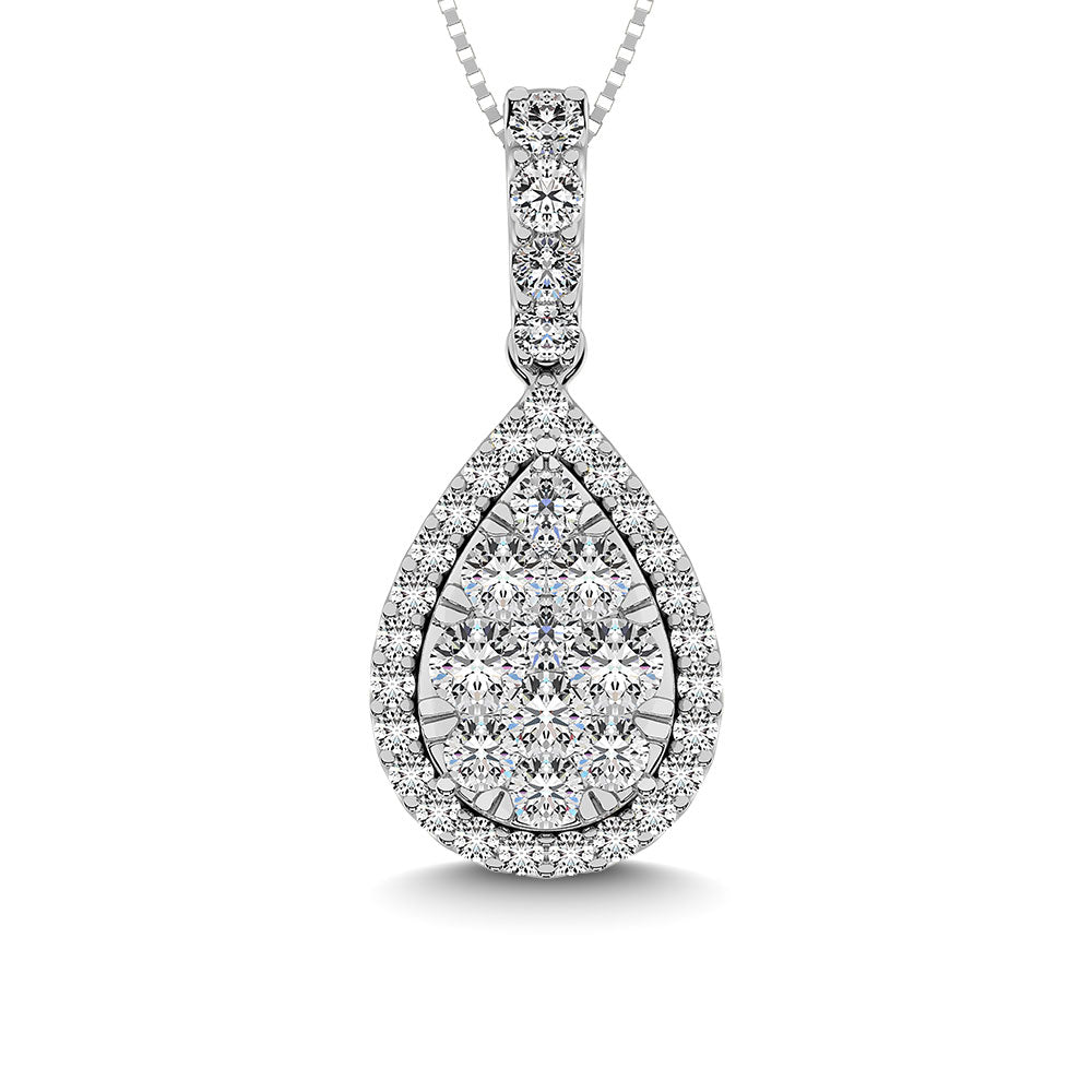 14K White Gold 1 1/5 Ctw Diamond Fashion Pendant