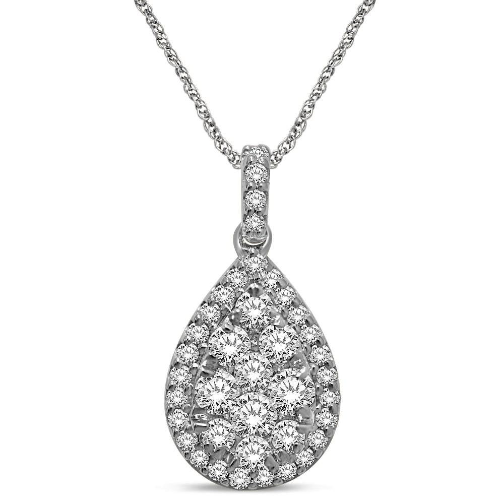 14K White Gold 1 1/5 Ctw Diamond Fashion Pendant