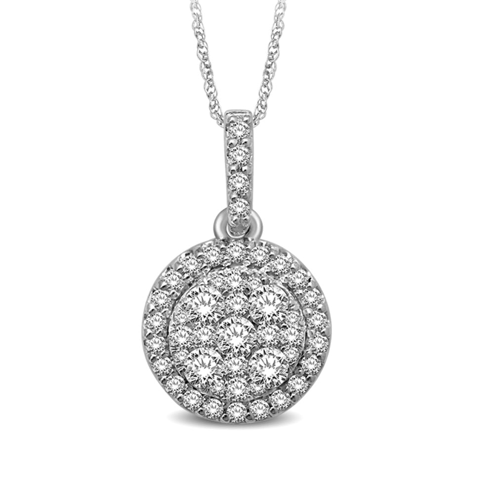 14K White Gold 1 Ctw Diamond Fashion Pendant