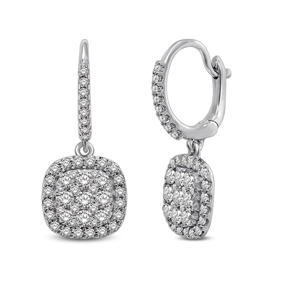 14K White Gold 1 1/6 Ctw Diamond Drop Earrings