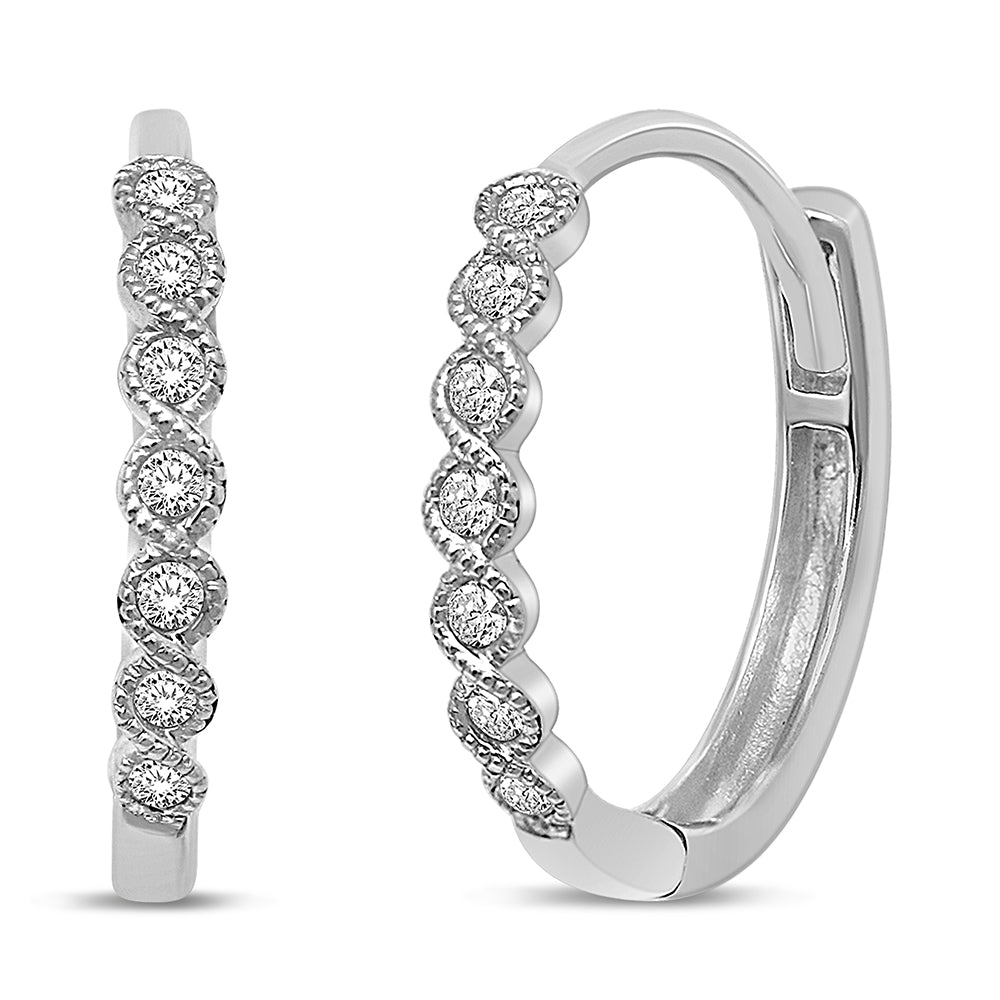 14K White Gold 1/6 Ct.Tw. Diamond Stackable Earrings