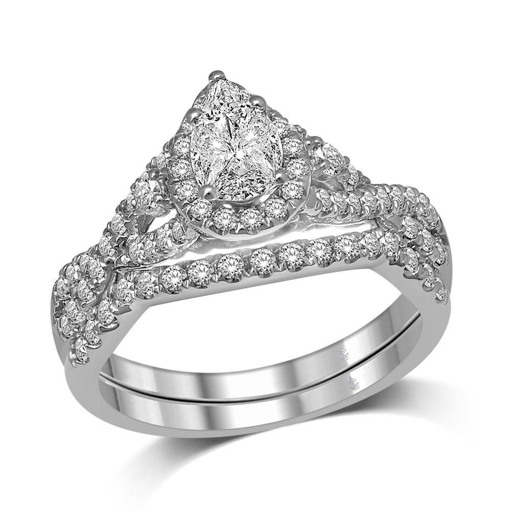 Lovecuts 14K White Gold 1 Ct.Tw.Diamond Bridal Ring