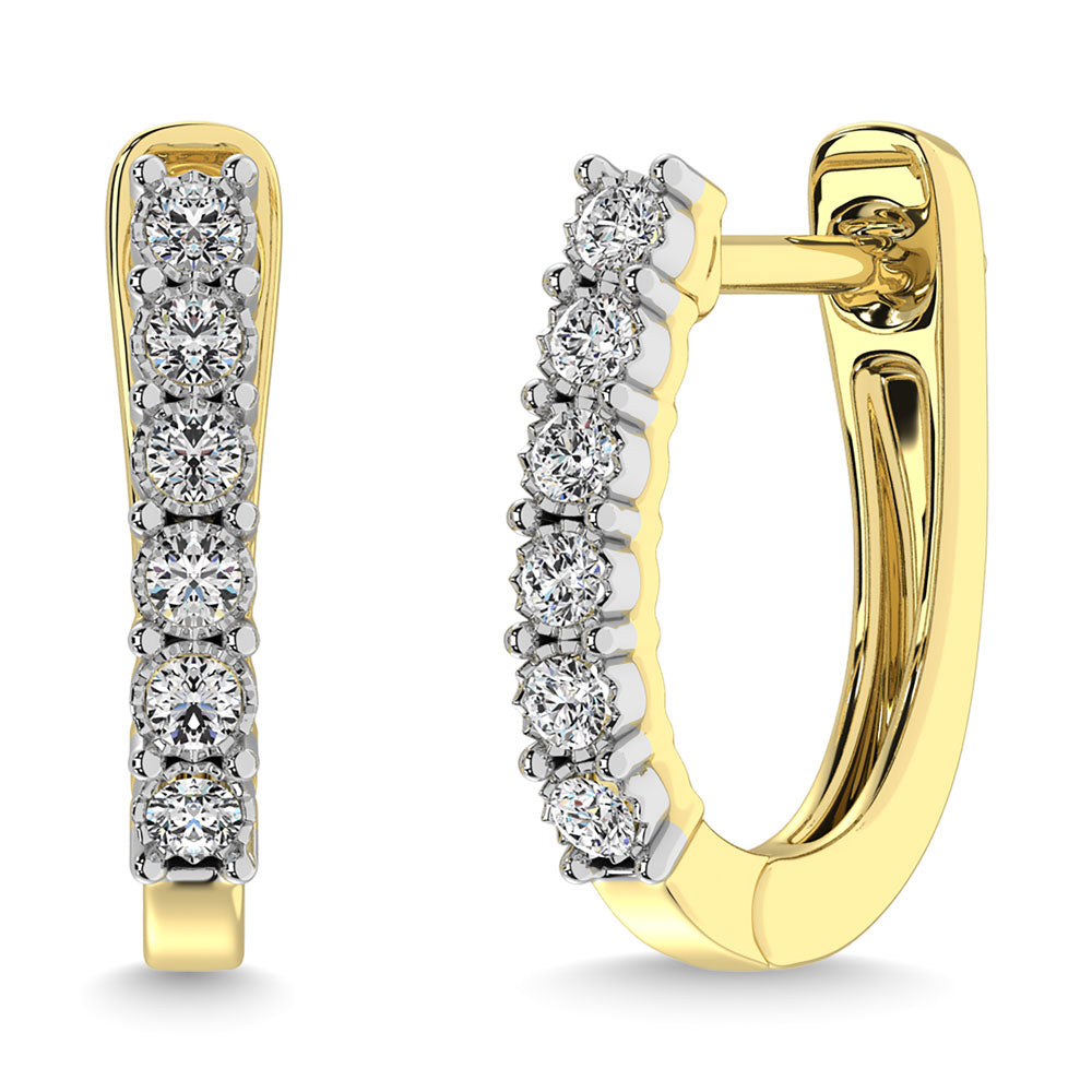 Diamond 1/5 Ct.Tw. Hoop Earrings In 10K Yellow Gold