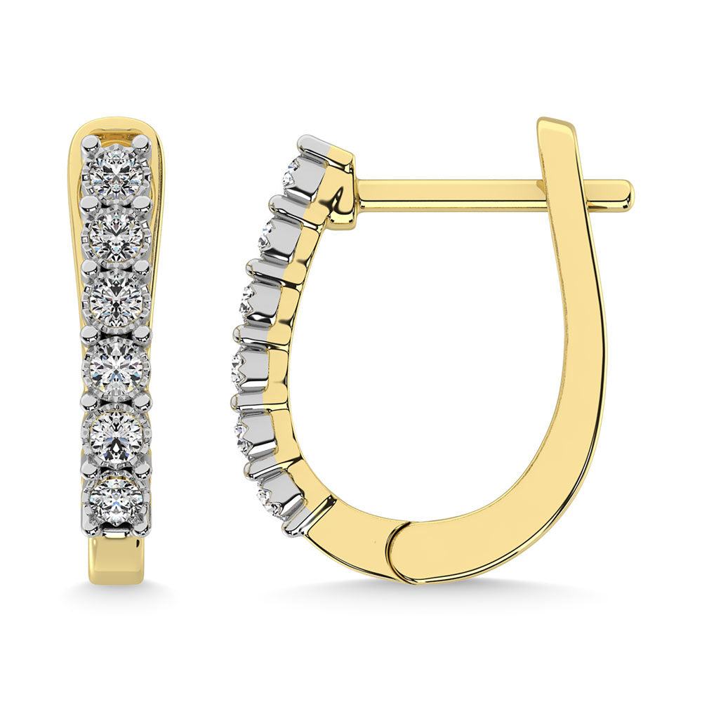 Diamond 1/5 Ct.Tw. Hoop Earrings In 10K Yellow Gold