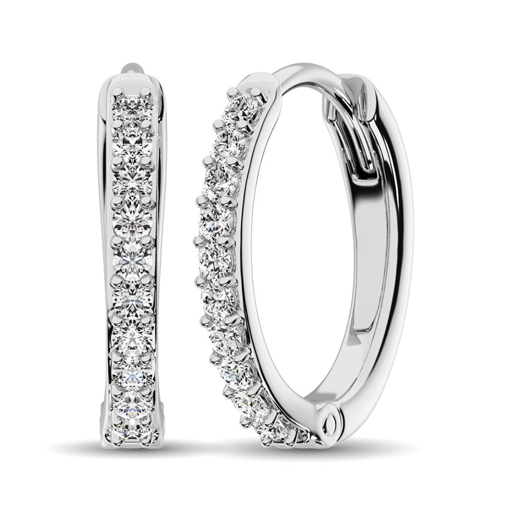 Diamond 3/8 Ct.Tw. Hoop Earrings In 10K White Gold
