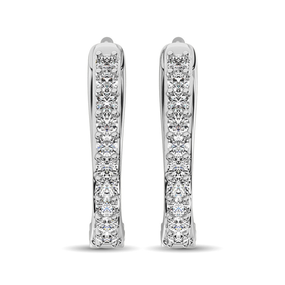 Diamond 1/10 Ct.Tw. Hoop Earrings In 10K White Gold