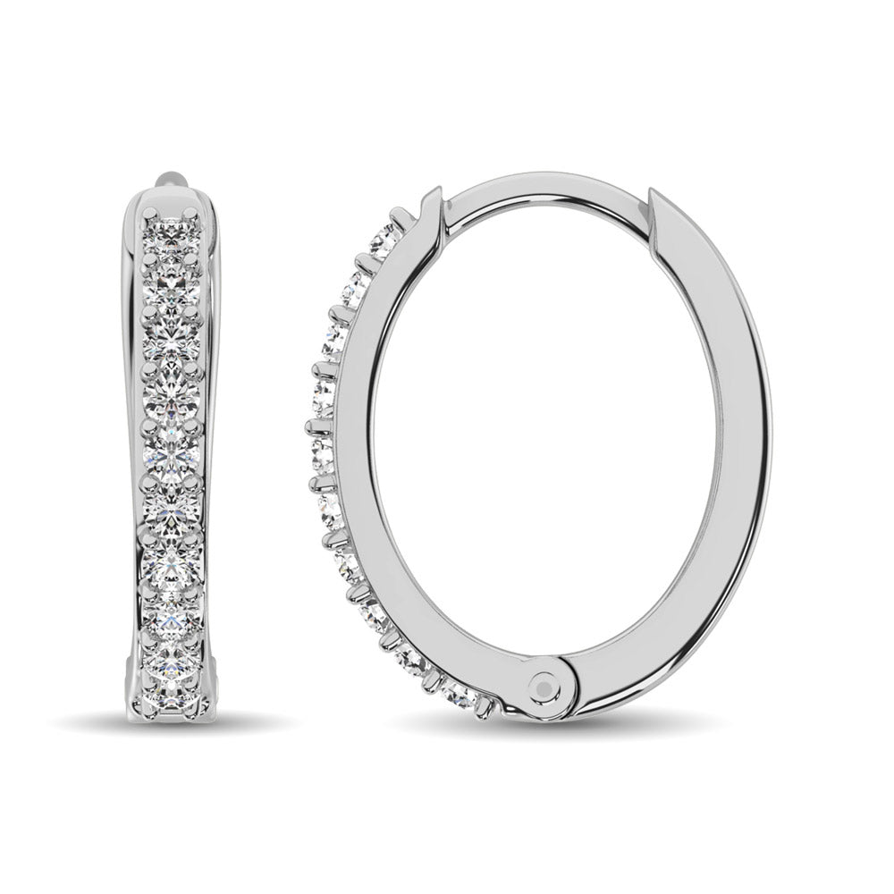 Diamond 1/10 Ct.Tw. Hoop Earrings In 10K White Gold