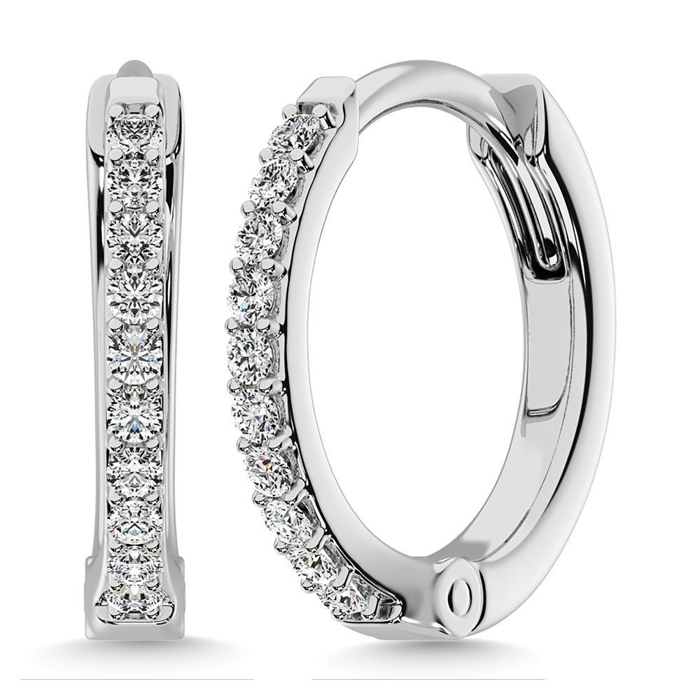 Diamond 1/3 Ct.Tw. Hoop Earrings In 10K White Gold