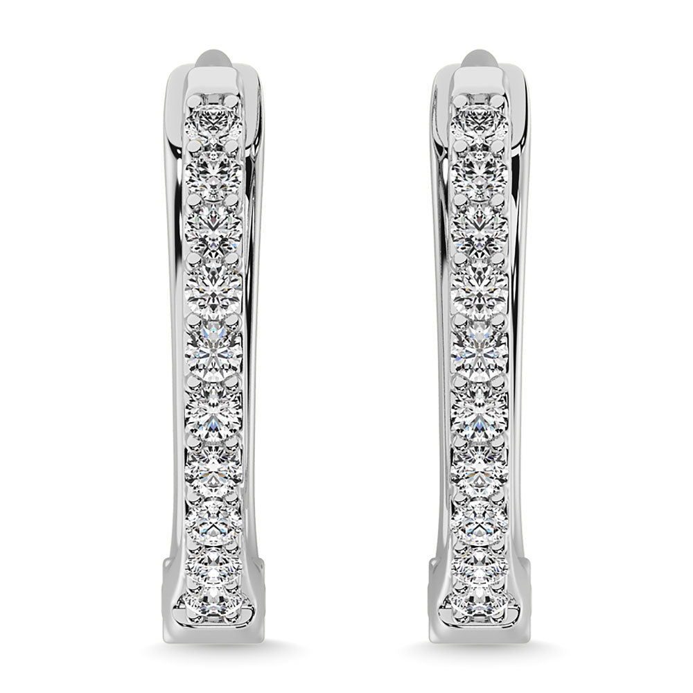 Diamond 1/3 Ct.Tw. Hoop Earrings In 10K White Gold