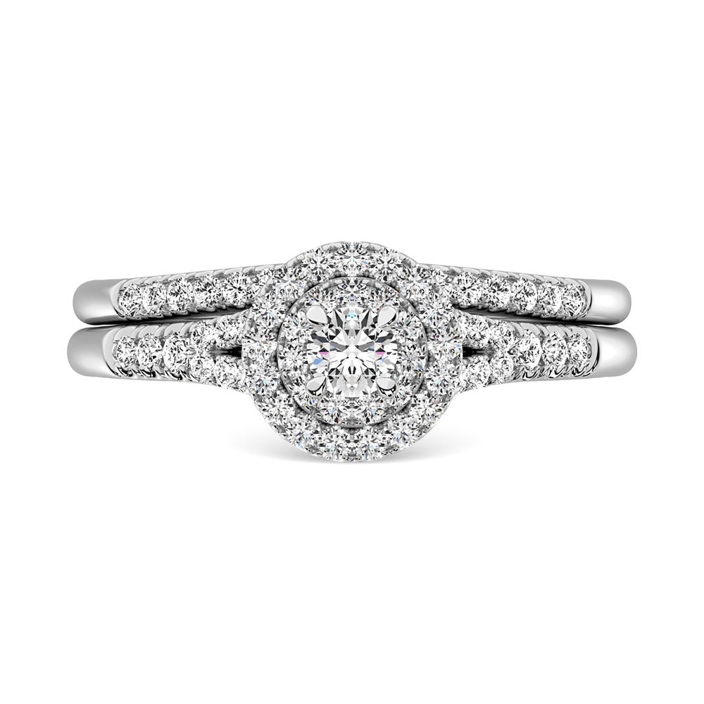 Diamond 3/8.Ct.Tw. Double Halo Bridal Ring in 10K White Gold