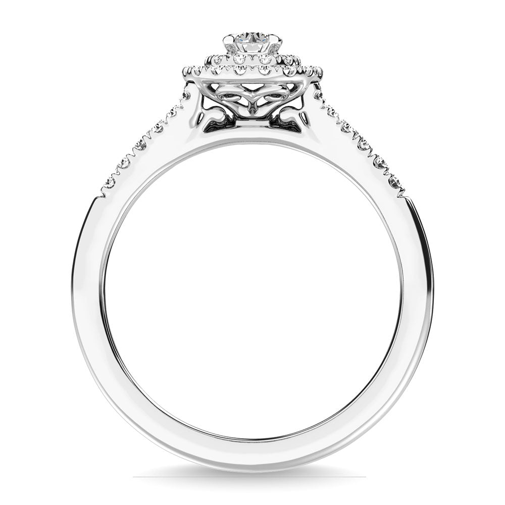 Diamond 3/8.Ct.Tw. Double Halo Bridal Ring in 10K White Gold