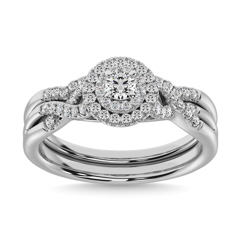 Diamond 3/8.Ct.Tw. Double Halo Bridal Ring In 10K White Gold