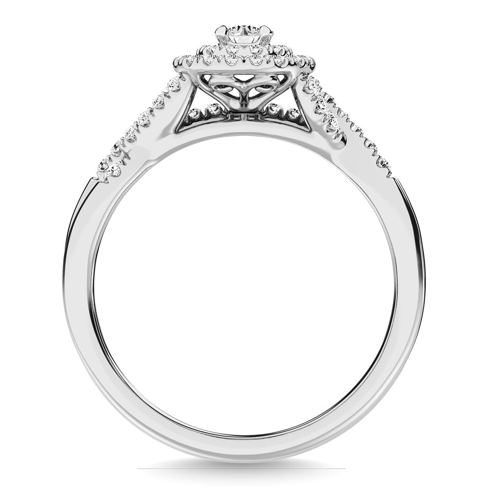 Diamond 3/8.Ct.Tw. Double Halo Bridal Ring In 10K White Gold