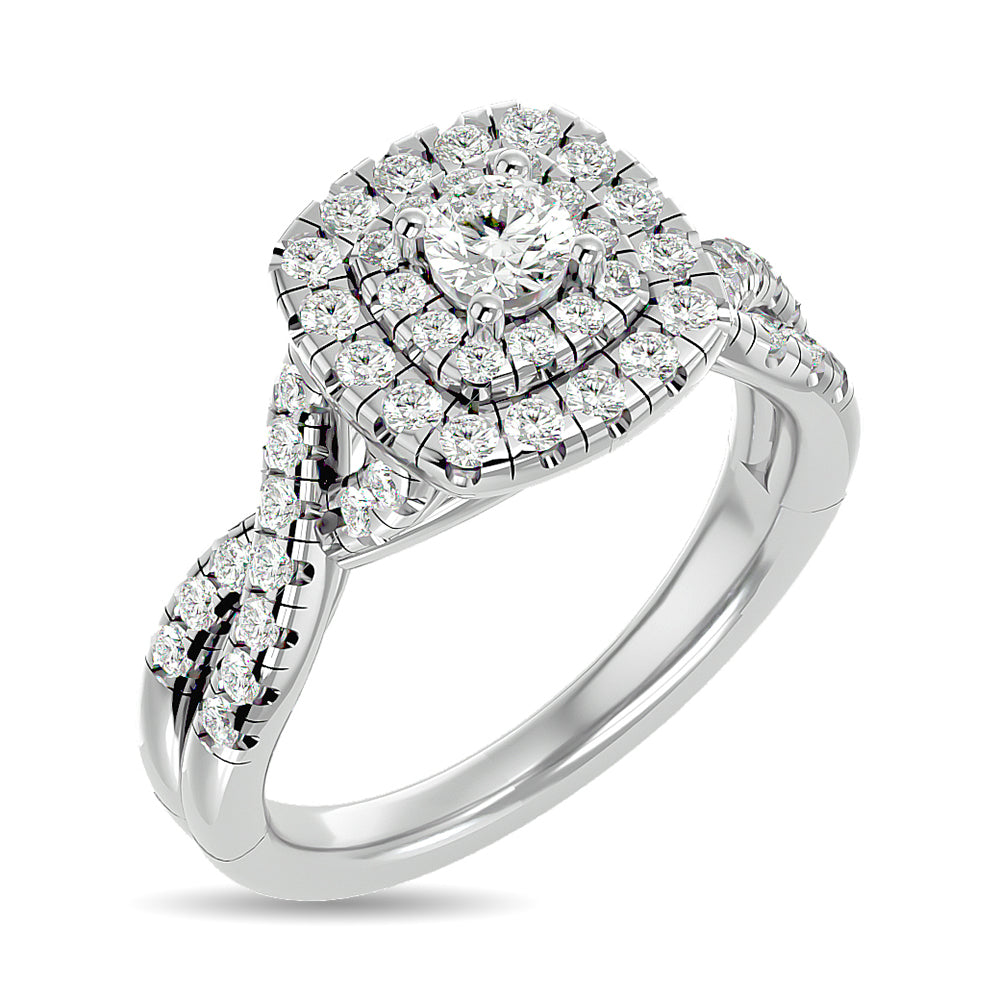 Diamond 1 Ct Tw Round-Cut Engagement Ring In 14K White Gold