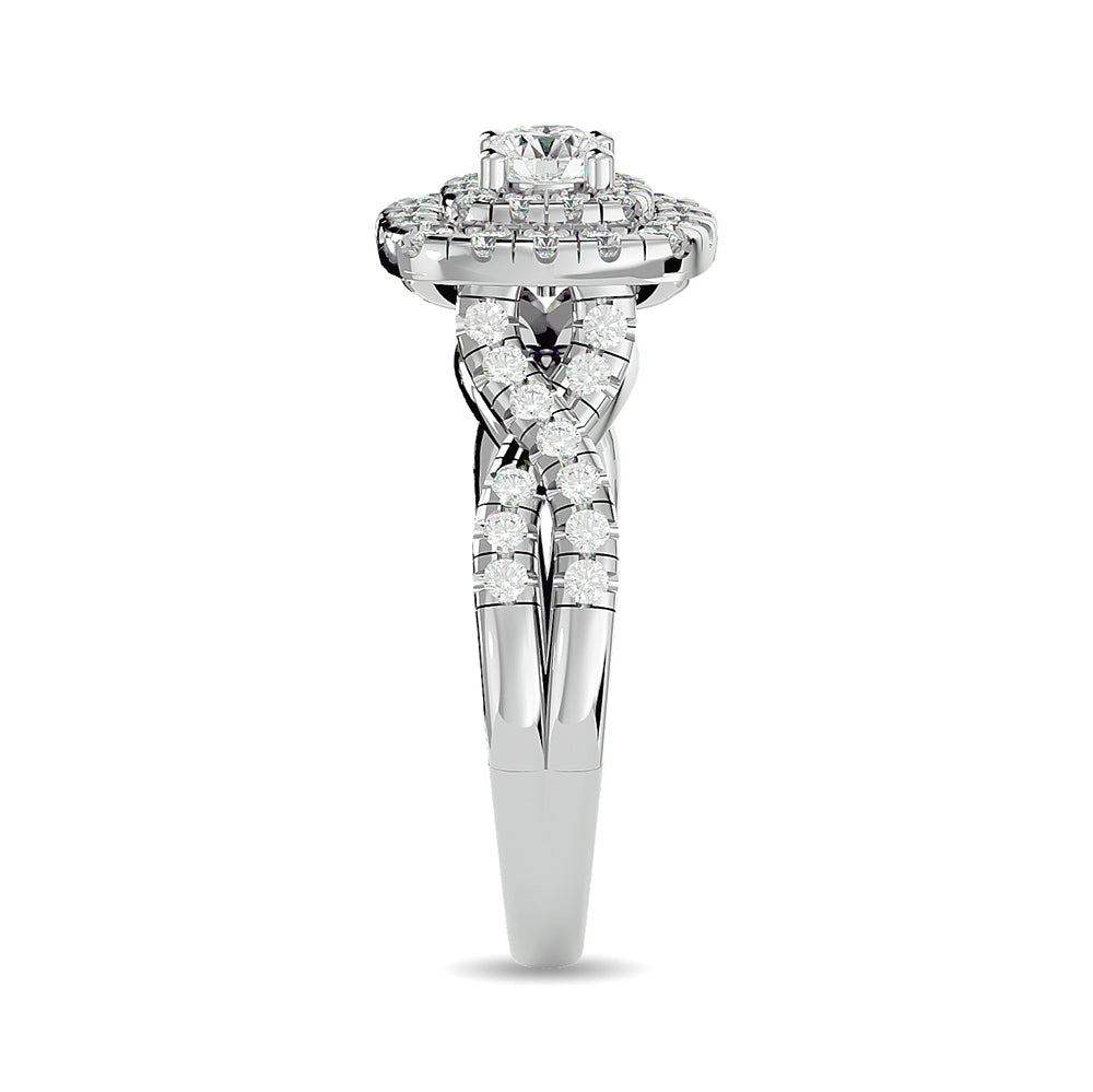 Diamond 1 Ct Tw Round-Cut Engagement Ring In 14K White Gold