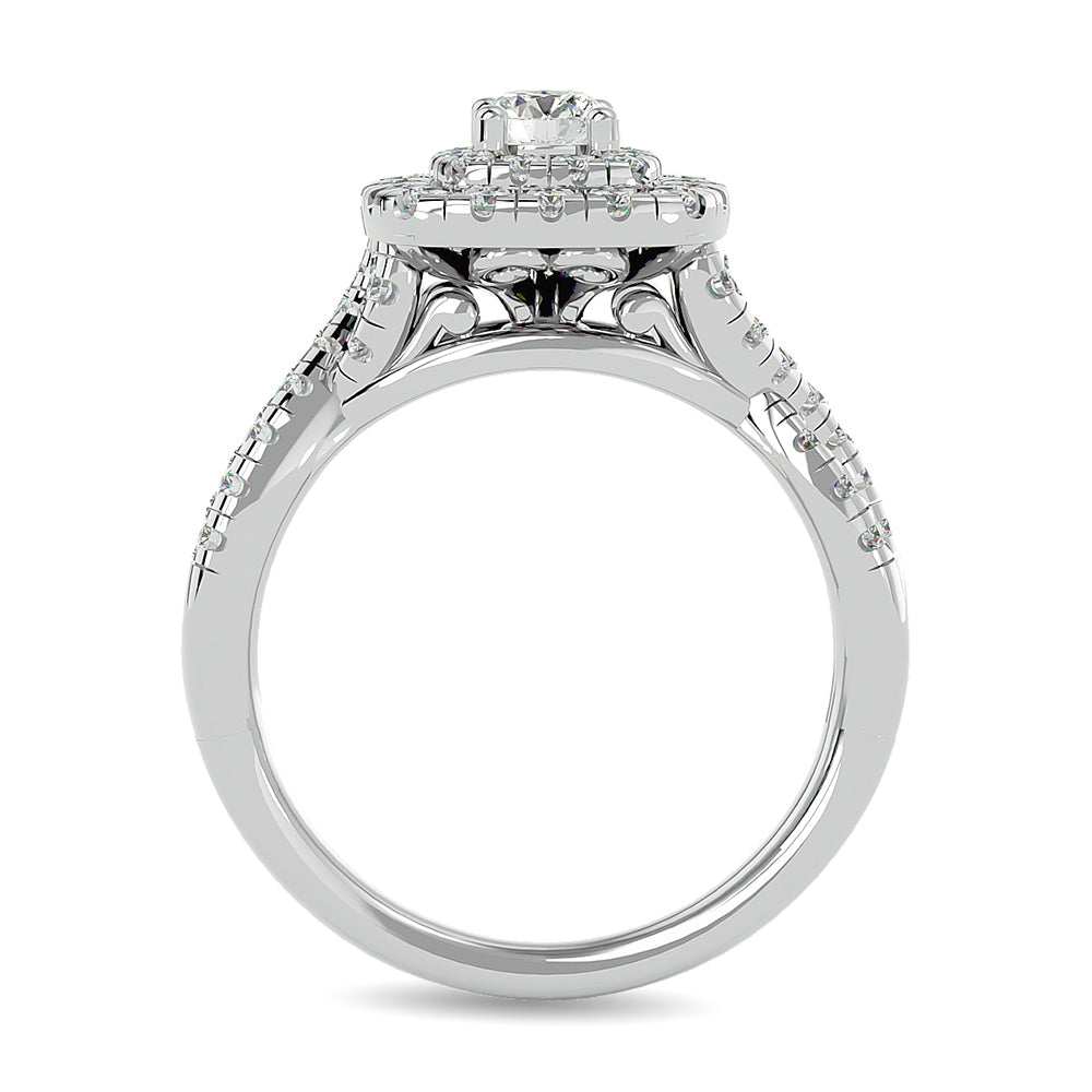 Diamond 1 Ct Tw Round-Cut Engagement Ring In 14K White Gold