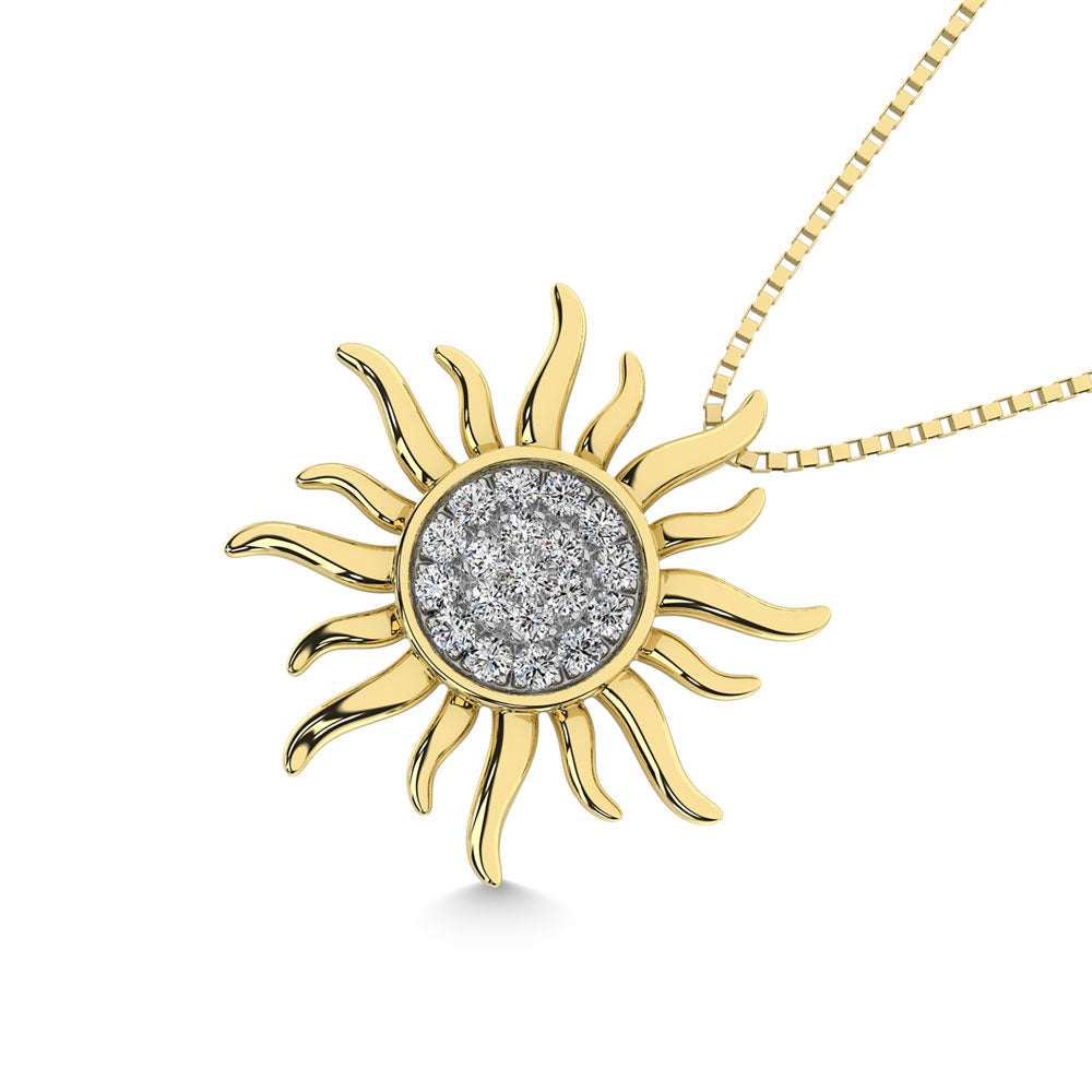 Diamond 1/10 Ct.Tw. Sun Pendant In 10K Yellow Gold