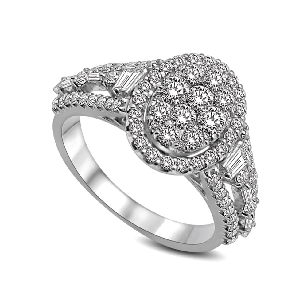 14K White Gold 1 1/2 Ctw Diamond Fashion Ring