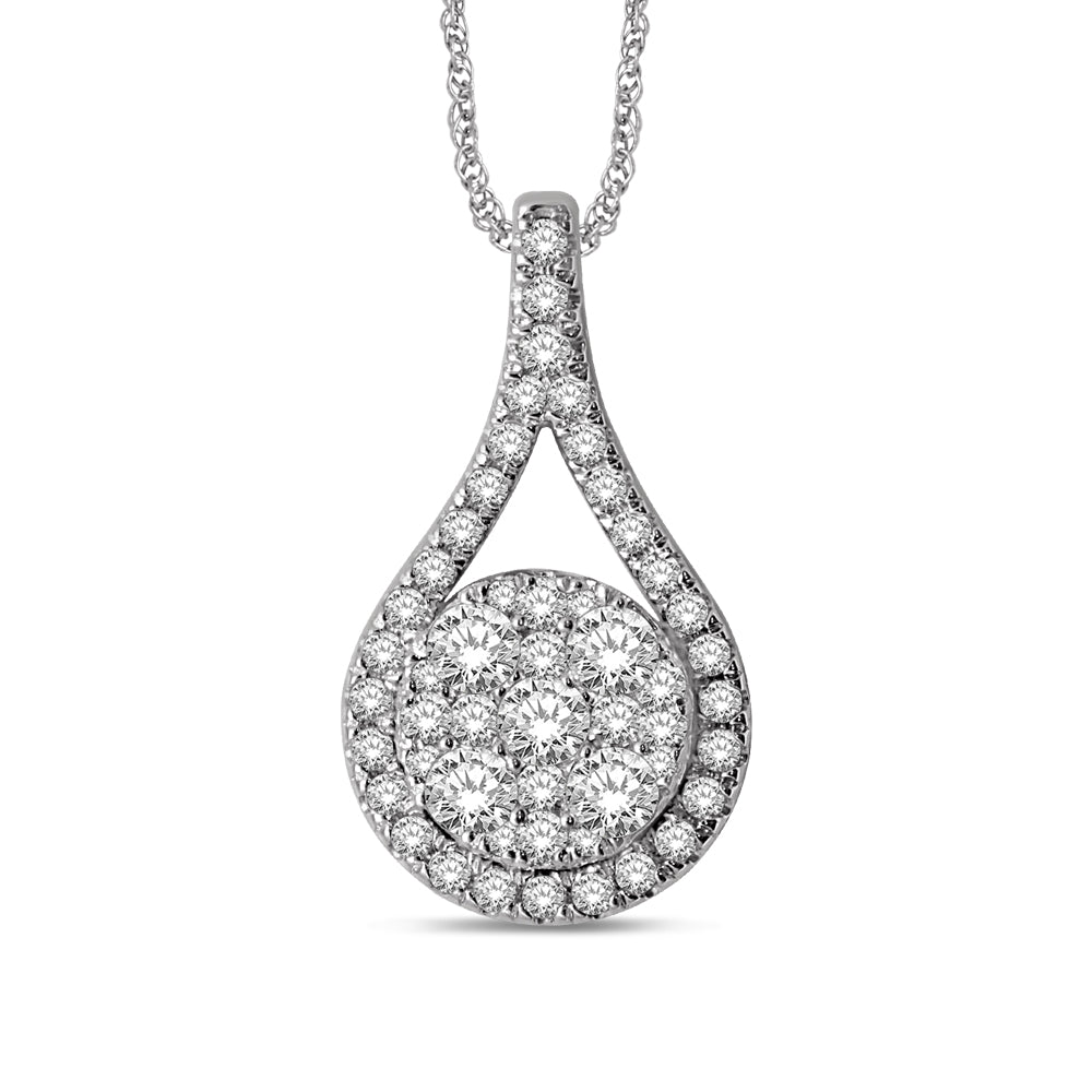 14K White Gold 3/4 Ctw Diamond Fashion Pendant