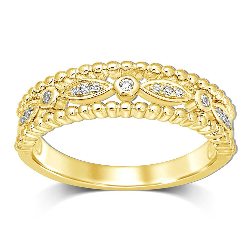 14K Yellow Gold 1/20 Ct.Tw.Diamond Stackable Band