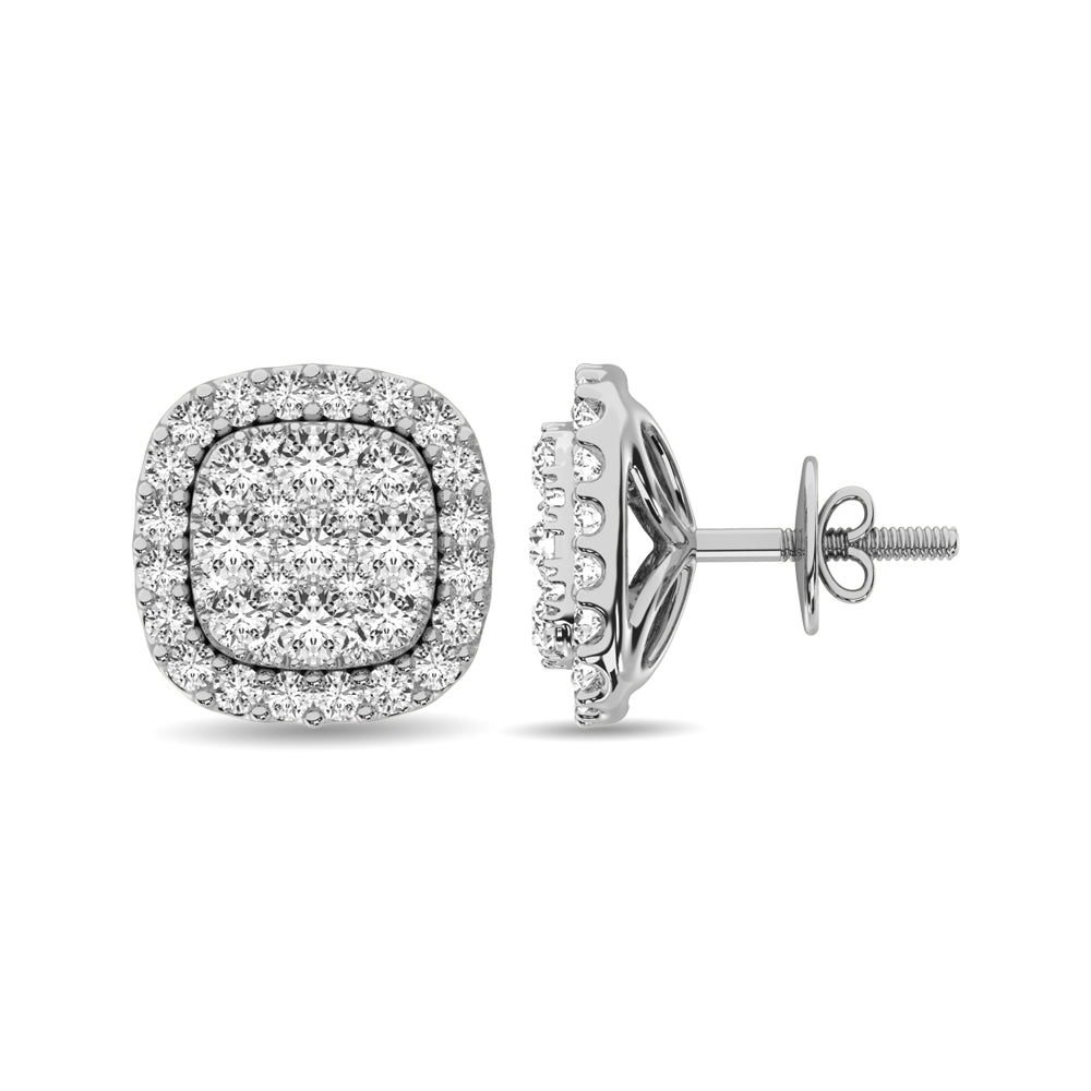 Diamond 5/8 Ct.Tw. Cluster Stud Earrings In 14K White Gold