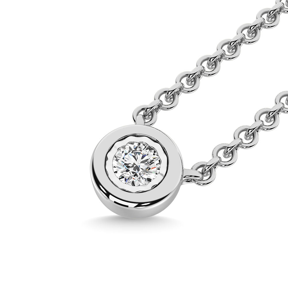 Diamond 1/20 Ct.Tw. Solitaire Necklace In 10K White Gold