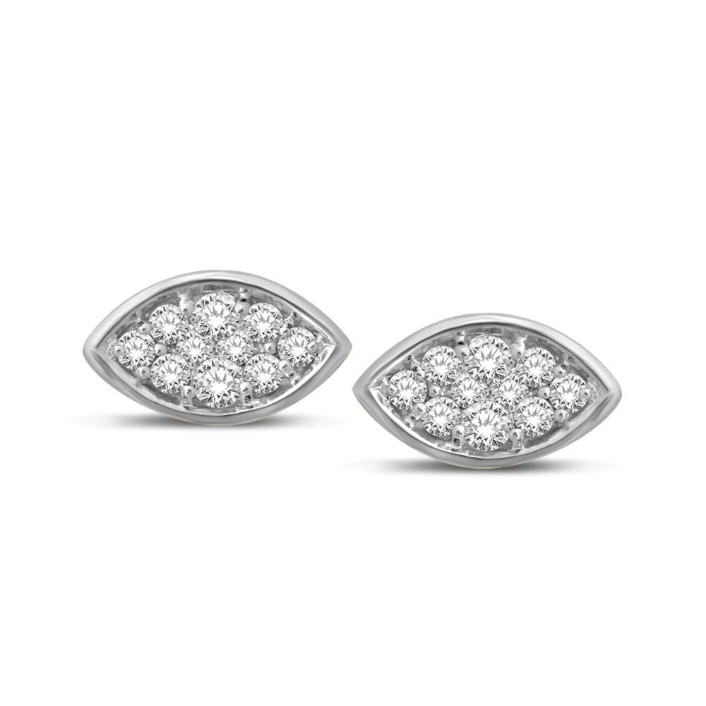 14K White Gold 1/5 Ctw Diamond Marquise Shape Flower Earrings