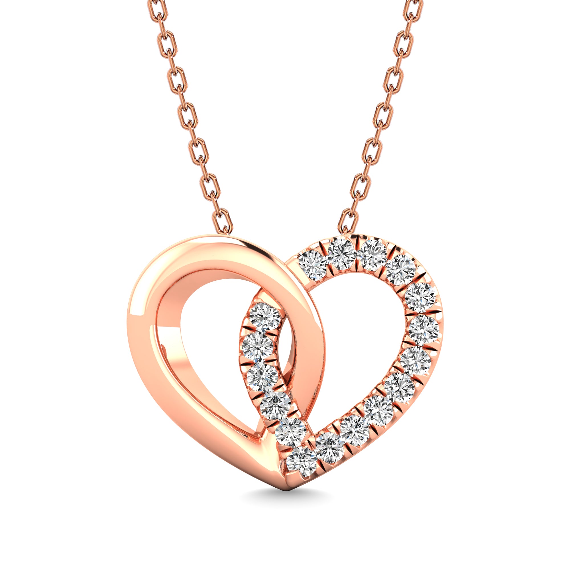 10K Rose Gold 1/20 Ctw Diamond Heart Pendant