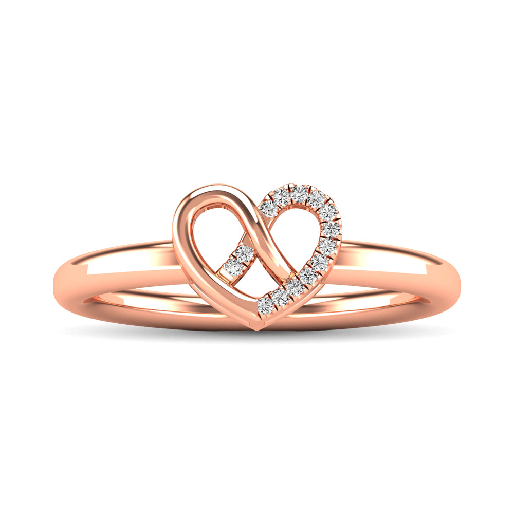 10K Rose Gold Diamond Accent Heart Ring