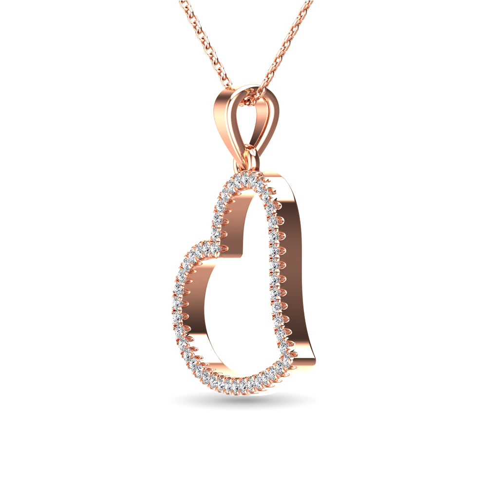 10K Rose Gold 1/6 Ctw Diamond Heart Pendant