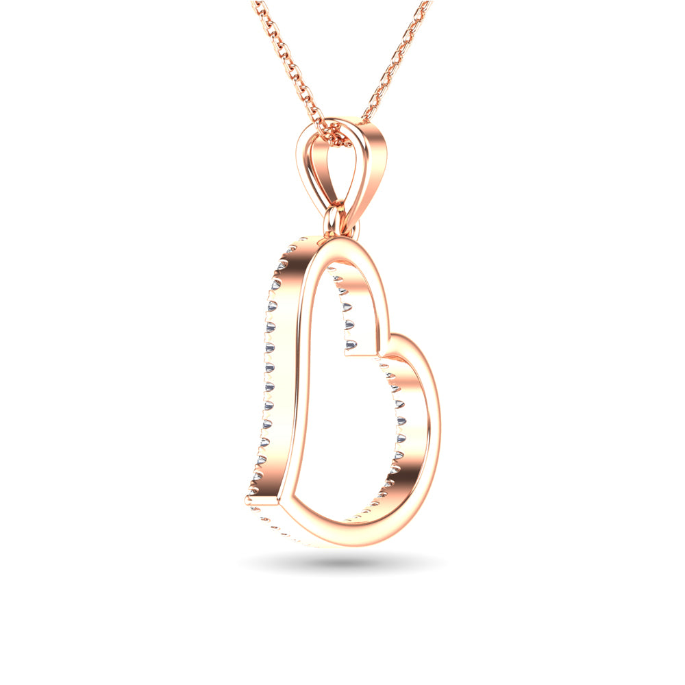 10K Rose Gold 1/6 Ctw Diamond Heart Pendant