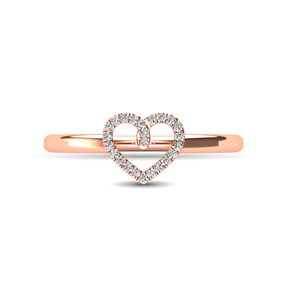 10K Rose Gold 1/20 Ctw Diamond Heart Ring