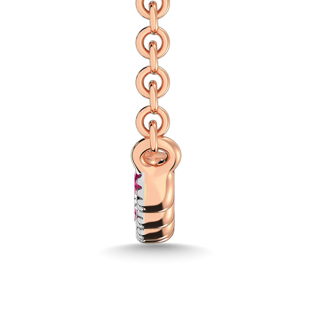 Diamond 1/10 Ct.Tw. And Ruby Fashion Necklace in 10K Rose Gold
