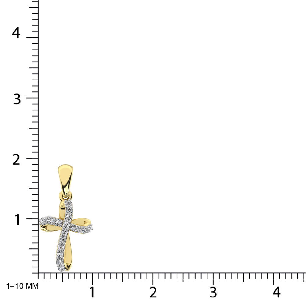 10K Yellow Gold 1/10 Ctw Diamond Cross Pendant