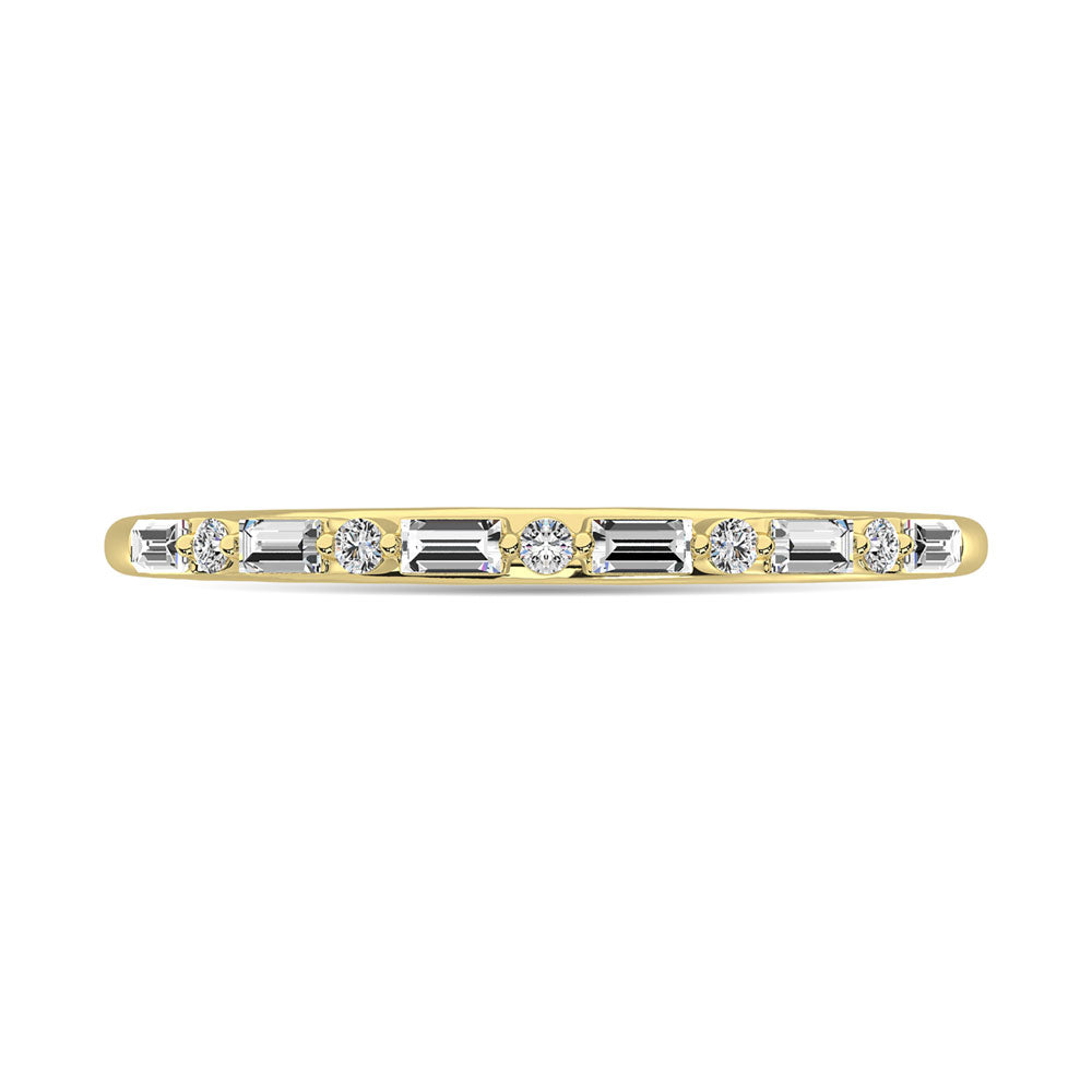 Diamond 1/10 Ct.Tw. Round And Baguette Stackable Ring In 14K Yellow Gold