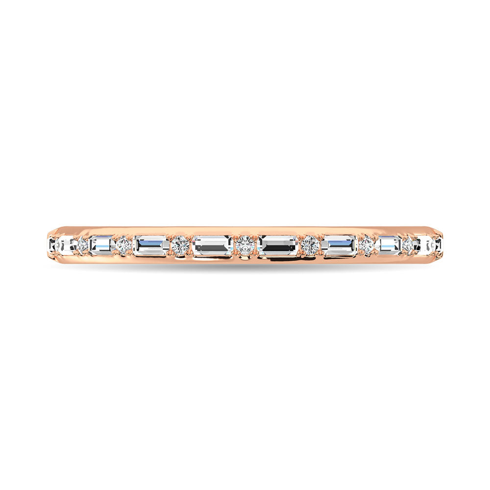 Diamond 1/10 Ct.Tw. Round And Baguette Stackable Ring In 14K Rose Gold