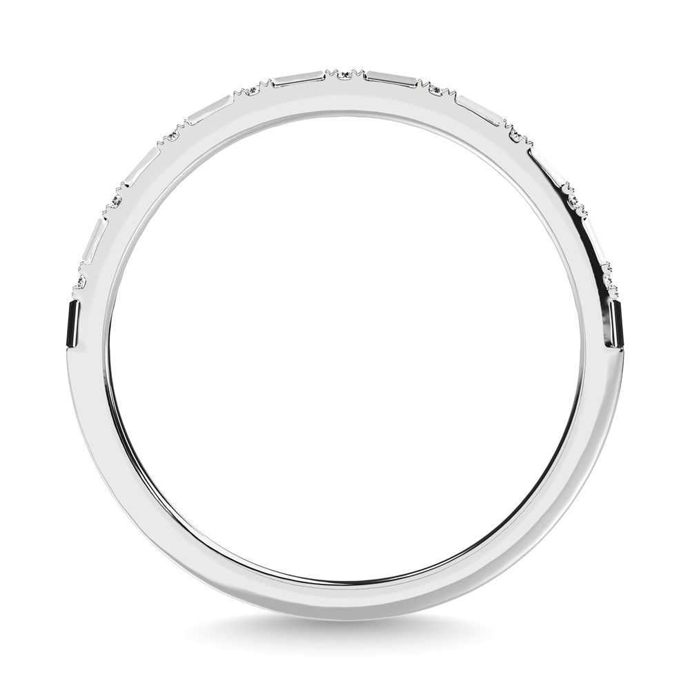 Diamond 1/10 Ct.Tw. Round and Baguette Stackable Ring in 14K White Gold