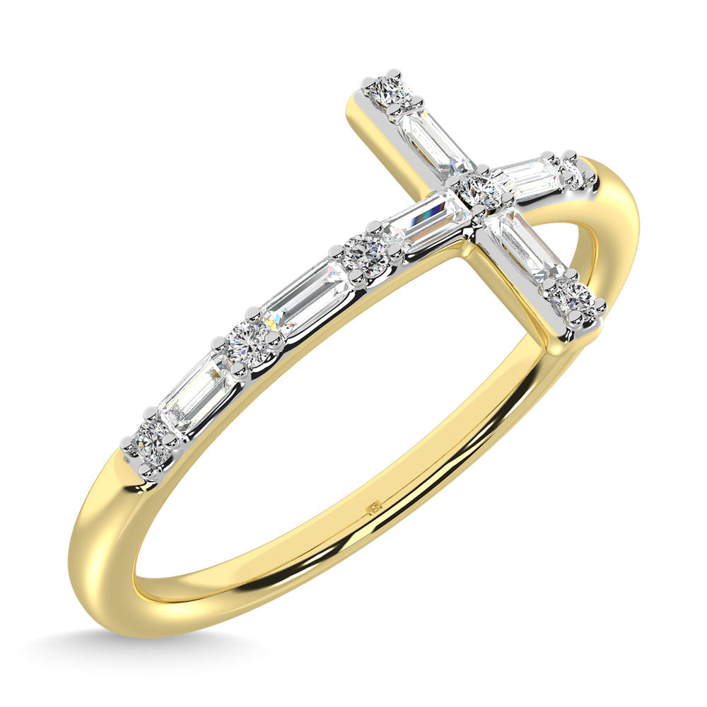 Diamond 1/6 Ct.Tw. Round And Baguette Stackable Ring In 14K Yellow Gold